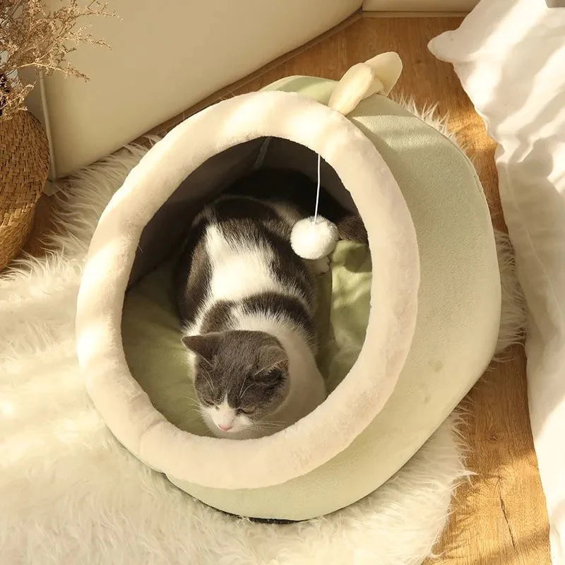 Sweet Cat Bed | Warm & Cozy Pet Basket | Washable Cave House