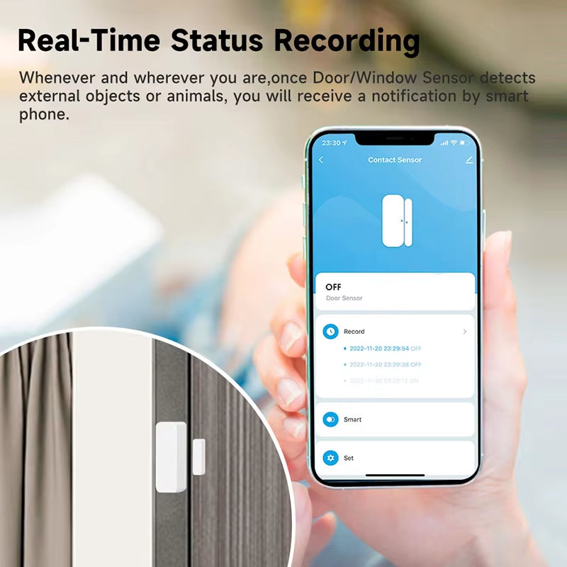 Tuya Wifi/Zigbee Door Sensor Window Sensor Smart Home Wireless Door Detector Door Open / Closed Alarm System for Alexa Google