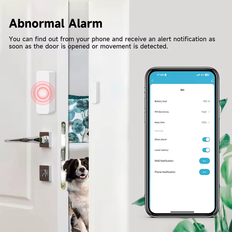 Tuya Wifi/Zigbee Door Sensor Window Sensor Smart Home Wireless Door Detector Door Open / Closed Alarm System for Alexa Google