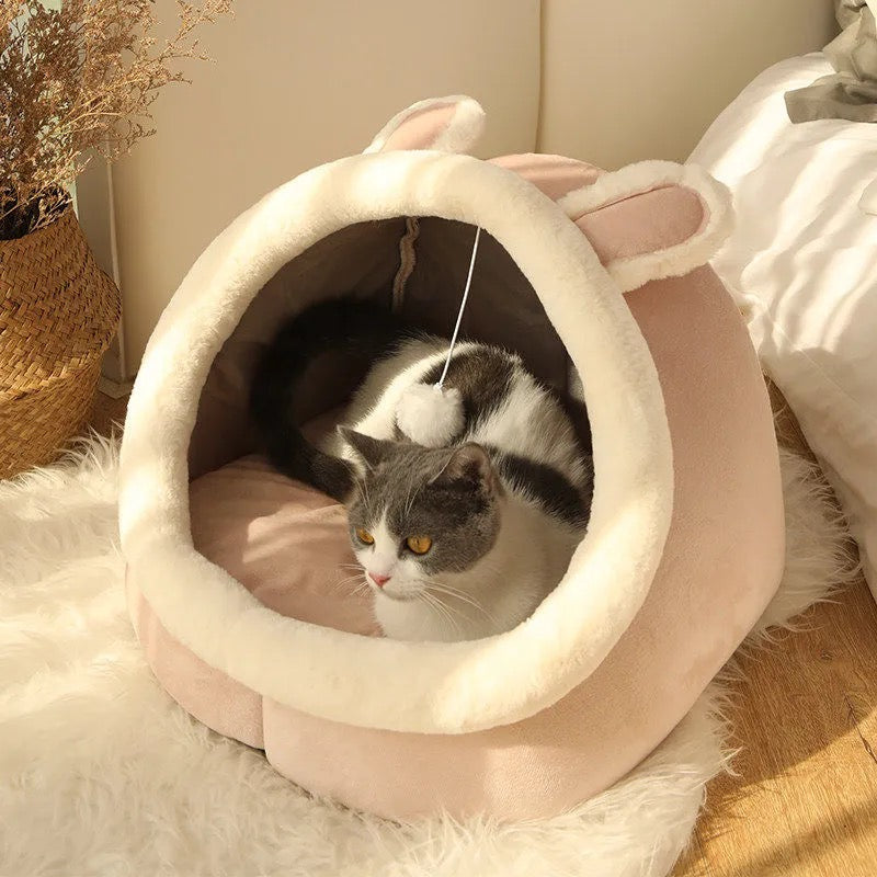 Sweet Cat Bed | Warm & Cozy Pet Basket | Washable Cave House